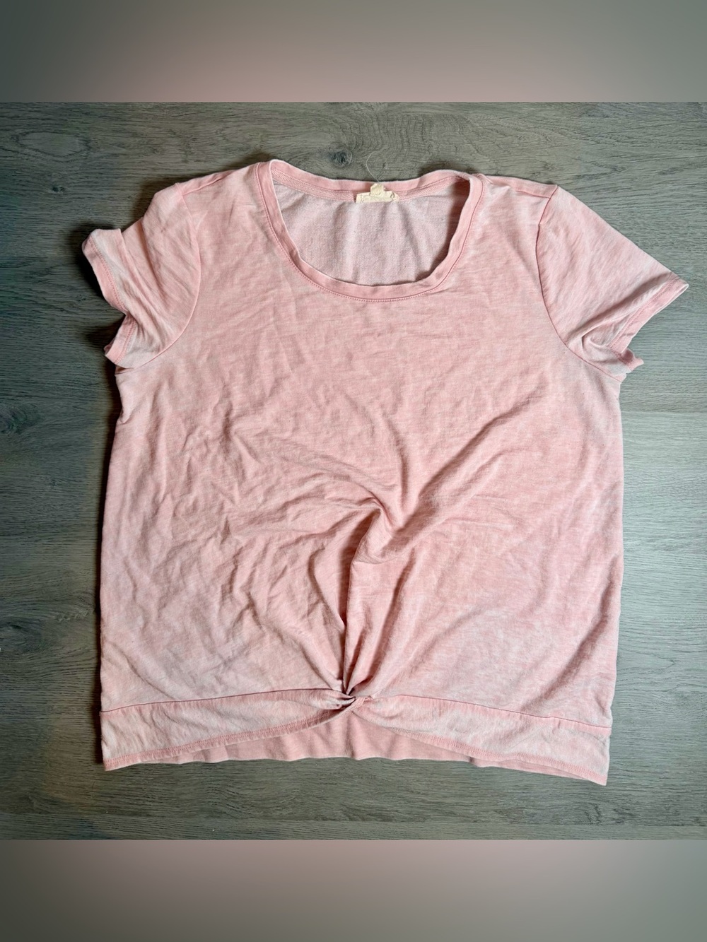 Jane and Delancey Pink Twist Front Knot Hem Short Sleeve Top Large